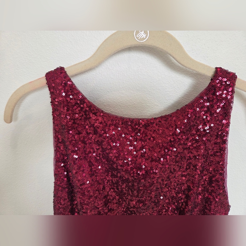 Ralph Lauren Deep Red Sequin Dress 6P - Picture 7 of 8